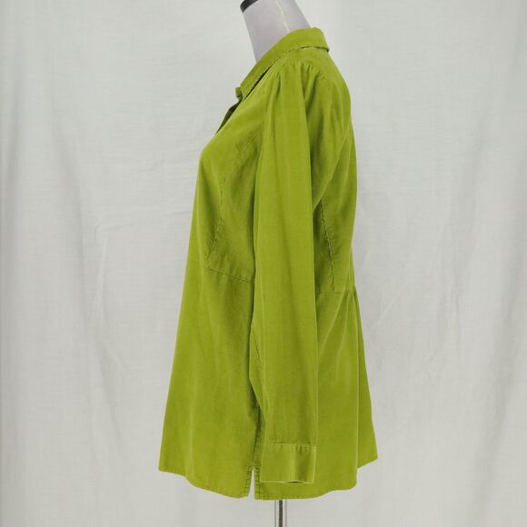 J Jill Top Womens Medium Green Corduroy Tunic Long Sleeve Boho Chic Hipster - Picture 12 of 16